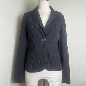Grass Collection Black Pin Striped Blazer Career Office Weekend Wear Sz A EUC
